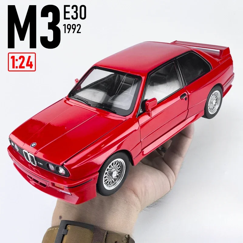 Diecast 1:24 BMW M3 1988 Street Car Model with Sound Light Children Boy Toy Vehicle Birthday Gift Collection Miniature Voiture