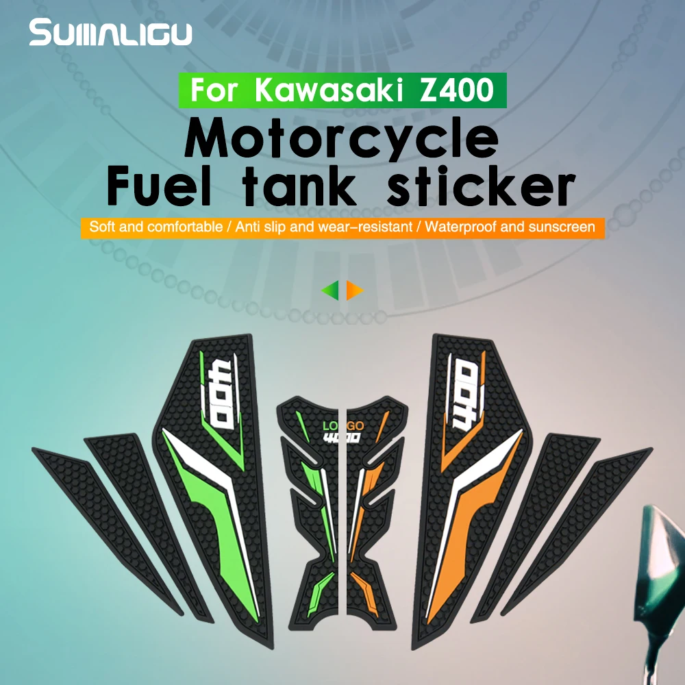 For Kawasaki Z400 Anti-Skid Oil Tank Sticker 21-23 Anti-Scratch Pads Rubber  Side Protection