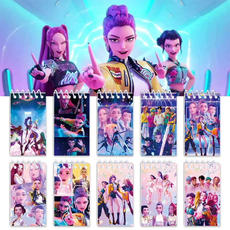 Kpop شيطان هنتر دفتر هدايا الحفلات رومي ميرا زوي الموثق أنيمي نمط ملصقات لوازم مكتبية هدايا Kpop للطلاب