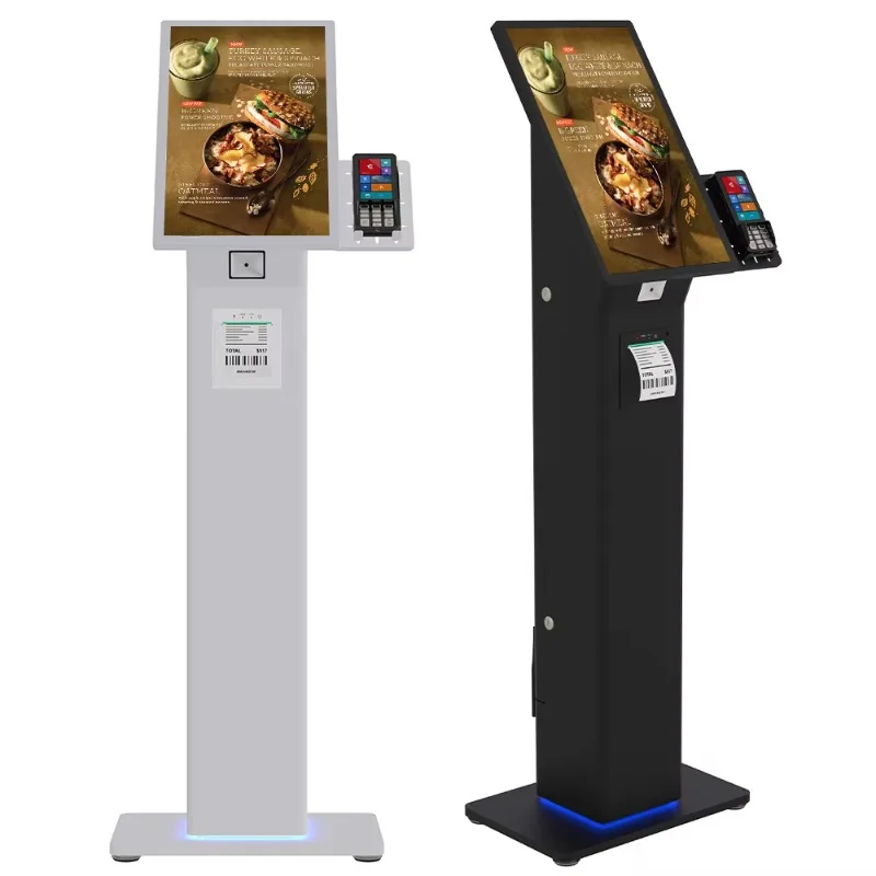 21.5 Inch Desktop/Floorstanding Android Windows Self-Service Kiosk with Printer Scanner LCD for Restaurant Order Payment Kiosk