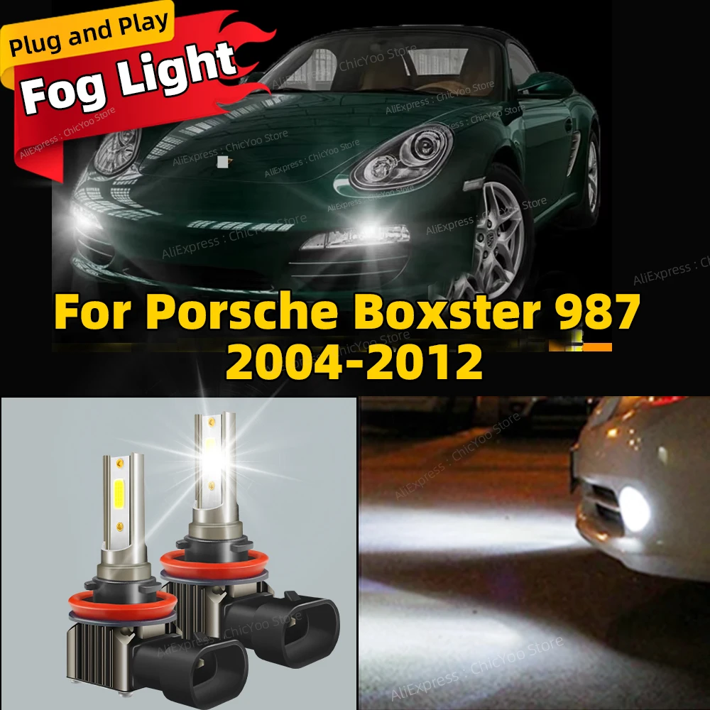 6000K Front Fog Light 2pcs LED Bulb Accessories Lamp 80W For Porsche Boxster 987 2004 2005 2006 2007 2008 2009 2010 2011 2012