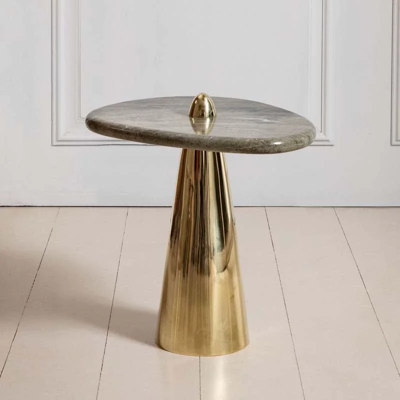 ⁕rLuxury FRP Side Table with Marble Patterned Fiberglass Top and Conical Base Styles and Colors Customizable Coffee Table