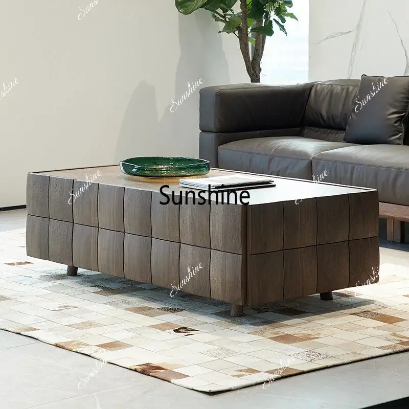 Living room small room coffee table, modern minimalist light luxury, high-end solid wood coffee tableTJ