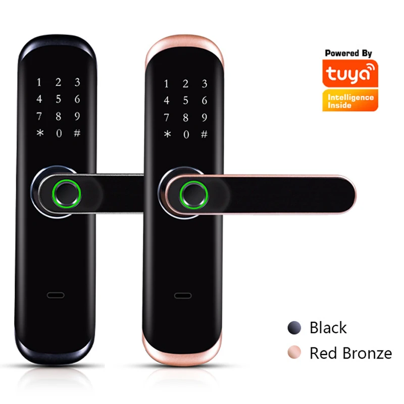 Yoheen Electric  Fingerprint Handle Wireless Smart Digital Door Lock with Code Rfid Nfc Card and Tuya App Wifi Remote Unlocking