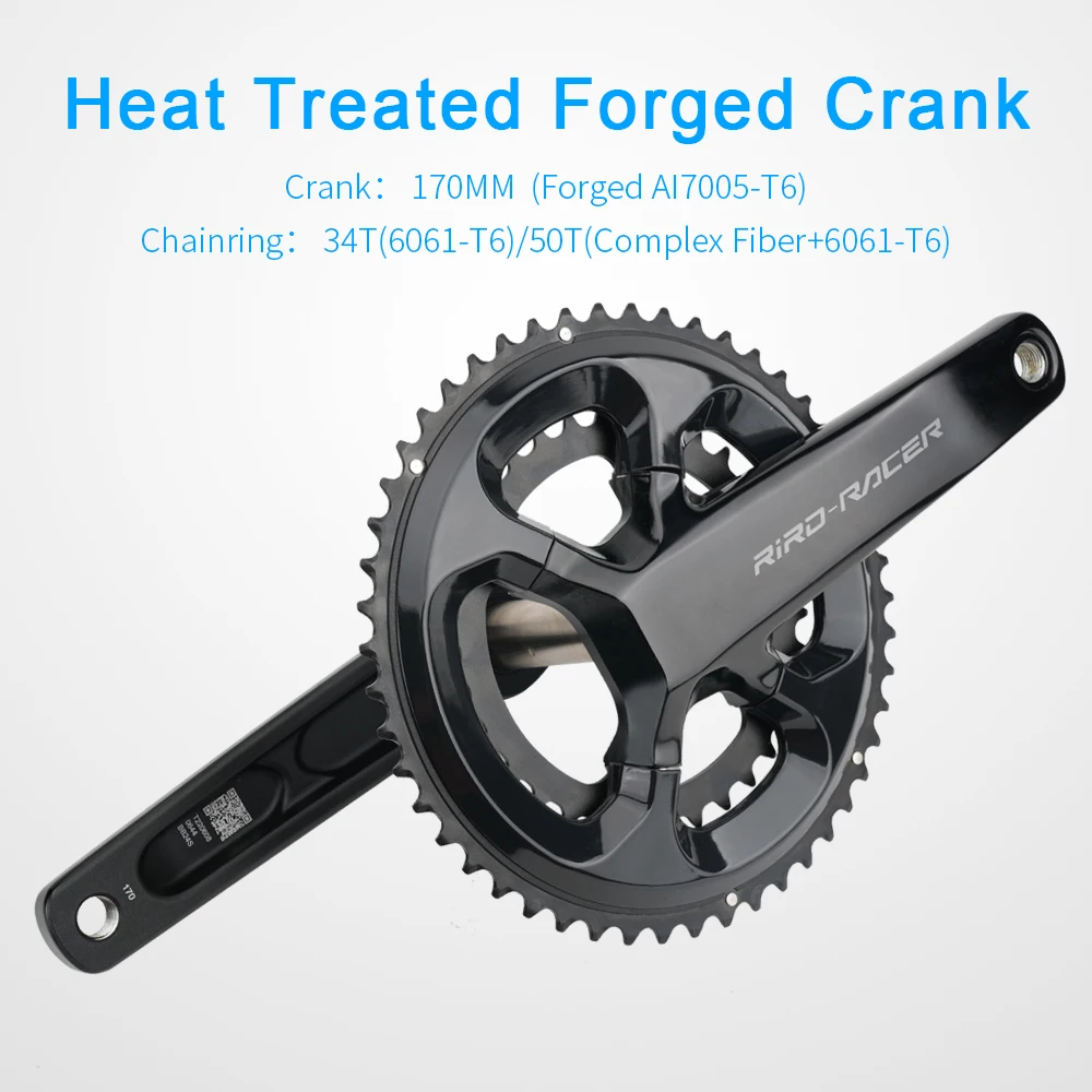 RIRO RACER R8 Road Bike Crankset Ultralight Chainwheel 170mm 50-34T Chainrings Sprockets Hollow Integrated Folding Bike Crankset