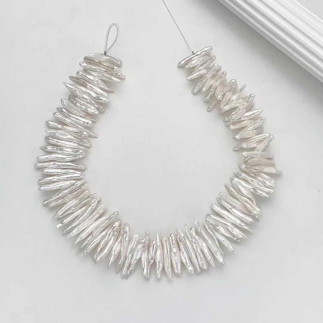 4.5x30mm 6A+ Natural Freshwater Pearl Toothpick White Fine Loose Bead Women Strip Gift Jewelry DIY Necklace Bracelet Accessories