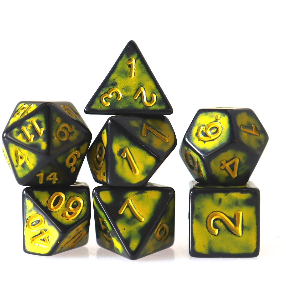

Black Yellow Polyhedral Acrylic Game Dice Set Role-playing Board Game Release your Inner Warrior
