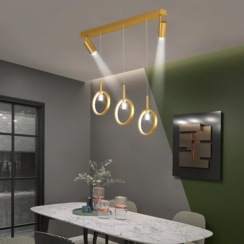 Modern Led Pendant Lamp With Ceiling Spotlight For Living Room Chandelier Kitchen Island Lustre Decoration Metal Hanging Light