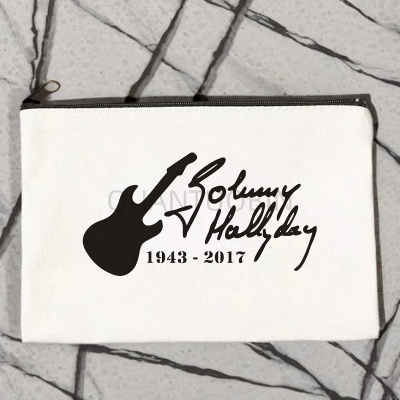 johnny hallyday Graphics Print Canvas Bag New Lipstick Perfume Cosmetic Bag Organizer Office Supplies Sundry Zipper Pencil