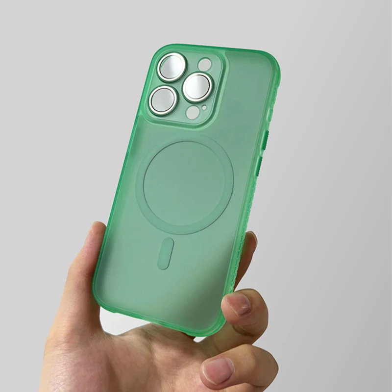 Frosted Translucent for MagSafe Phone Case for iPhone 14 16 Pro Max 15 Pro 13 11 12 Trendy Wireless Charging Shockproof Cover