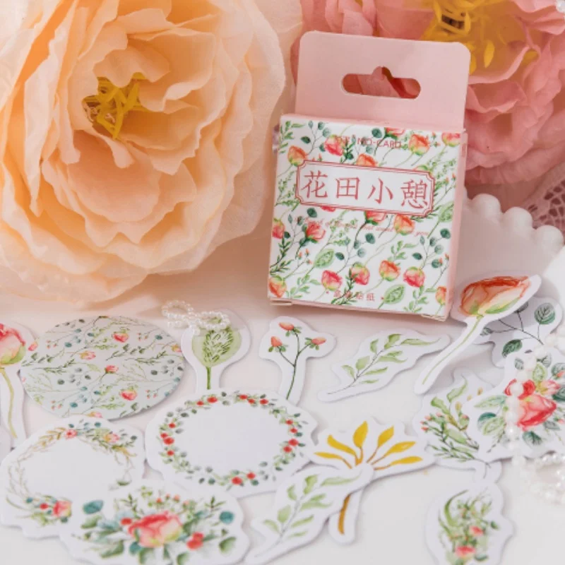 46pcs Flower And Plant Stickers Handmade Diary DIY Decoration Cute Flower And Leaf Design Theme Sealing Stickers