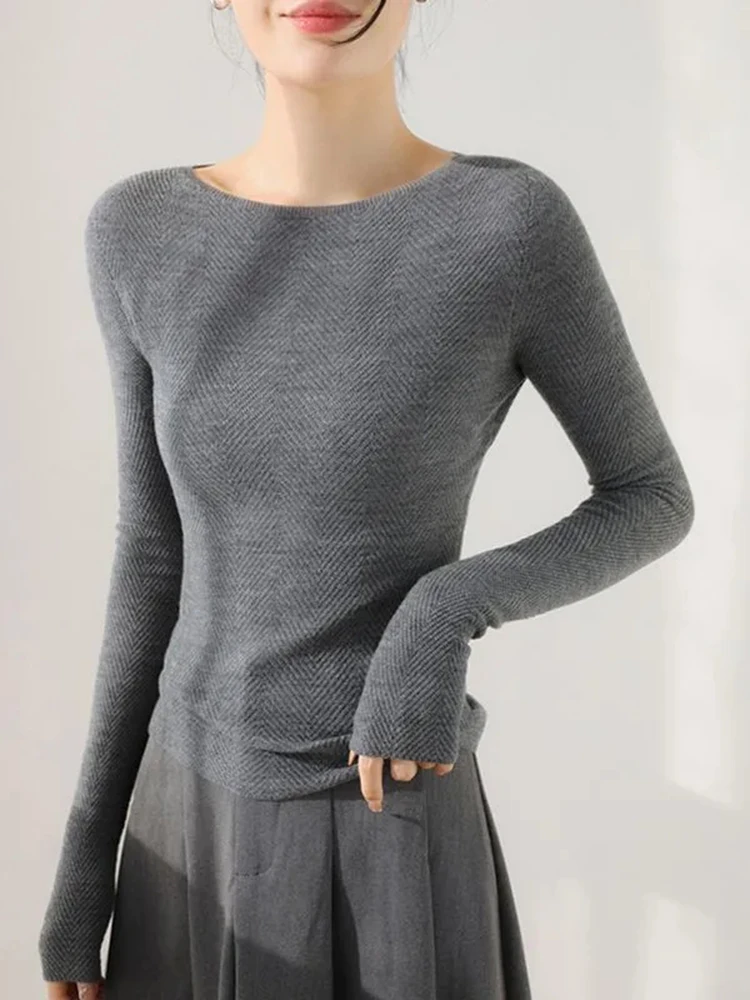 Autumn Slim Long Sleeve T Shirts Women Korean Solid Simple Basic Neck Bottoming Tops Y2K Streetwear Casual Ladies Tees New
