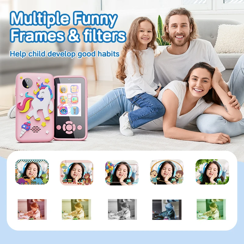 Christmas Sale Kids Phone 32G Mp3 Music Player Puzzle Games Tooddler Leaning Toys Kids Cameras Ages 3-6 7-12 Birthday Gifts