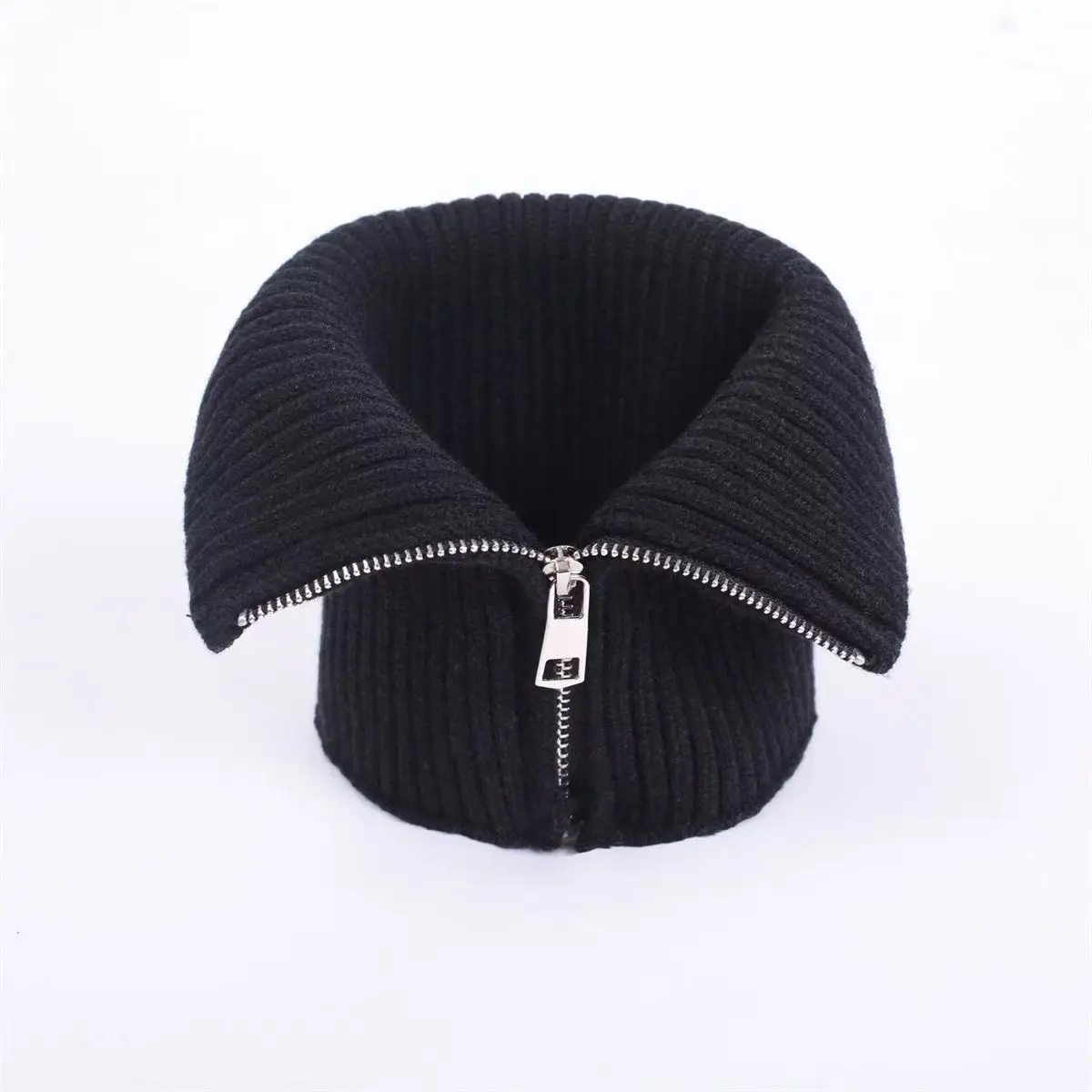 Thickened knitted threaded false collar scarf cover thermal scarf trendy zipper stand-up collar clothing accessories