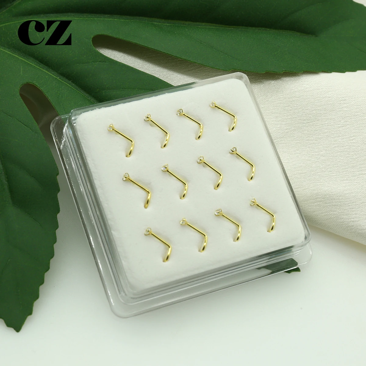 Runder Zirkon 2,0 mm gedrehter Nasenpiercing-Ohrstecker für Damen, Sterlingsilber 925, Nasenpiercing-Schmuck, Nez Pircing Nariz Joy Tous Corporal – Detail 8