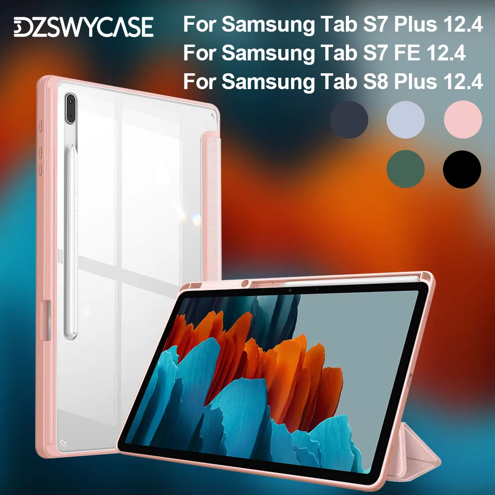 

Чехол для Samsung Galaxy Tab S8 Plus 2022 / Tab S7 FE 2021 / Tab S7 Plus 2020 12,4 дюйма - Прозрачный чехол противоударный с автоматическим режимом сна