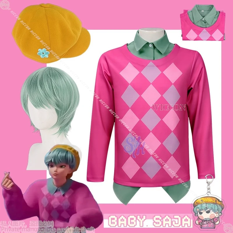 

Anime Movie Kpop Demon Cosplay Suda Pop Stage Uniform Baby Saja Boys Pink Suit Yellow Hat Korea Boys Group Halloween Christmas