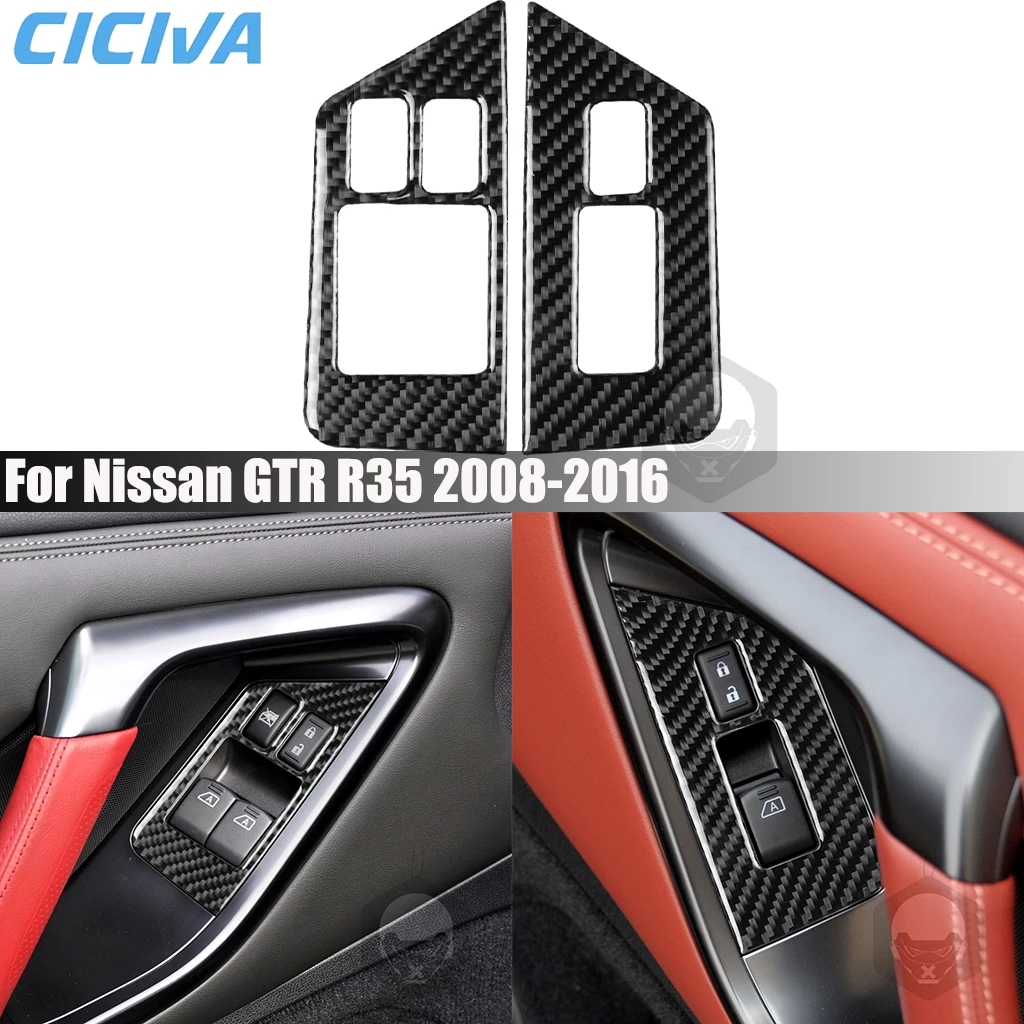 

Carbon Fiber Car Accessories Window Lifting Control Panel Interior Cover Modified Trim Sticker For Nissan GTR R35 2008-2016