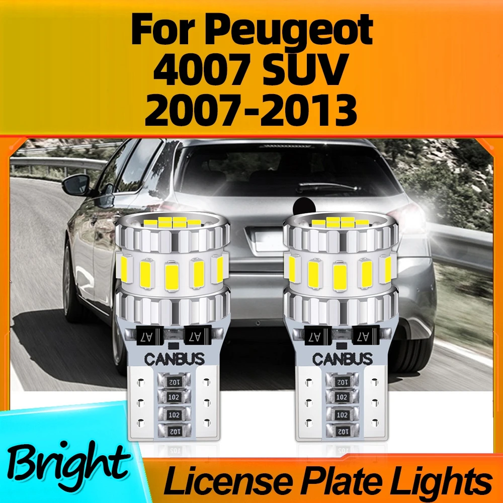 

2Pcs Car Lamps T10 W5W High Quality LED License Plate Light CSP Chips For Peugeot 4007 SUV 2007 2008 2009 2010 2011 2012 2013