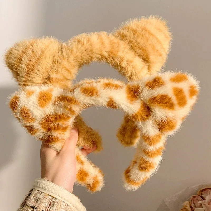 

Cute Orange Cat Ears Headband Cartoon Sweet Girl Acting Photo Shoot Wide Edge Washing Face Hair Hoop Accessory