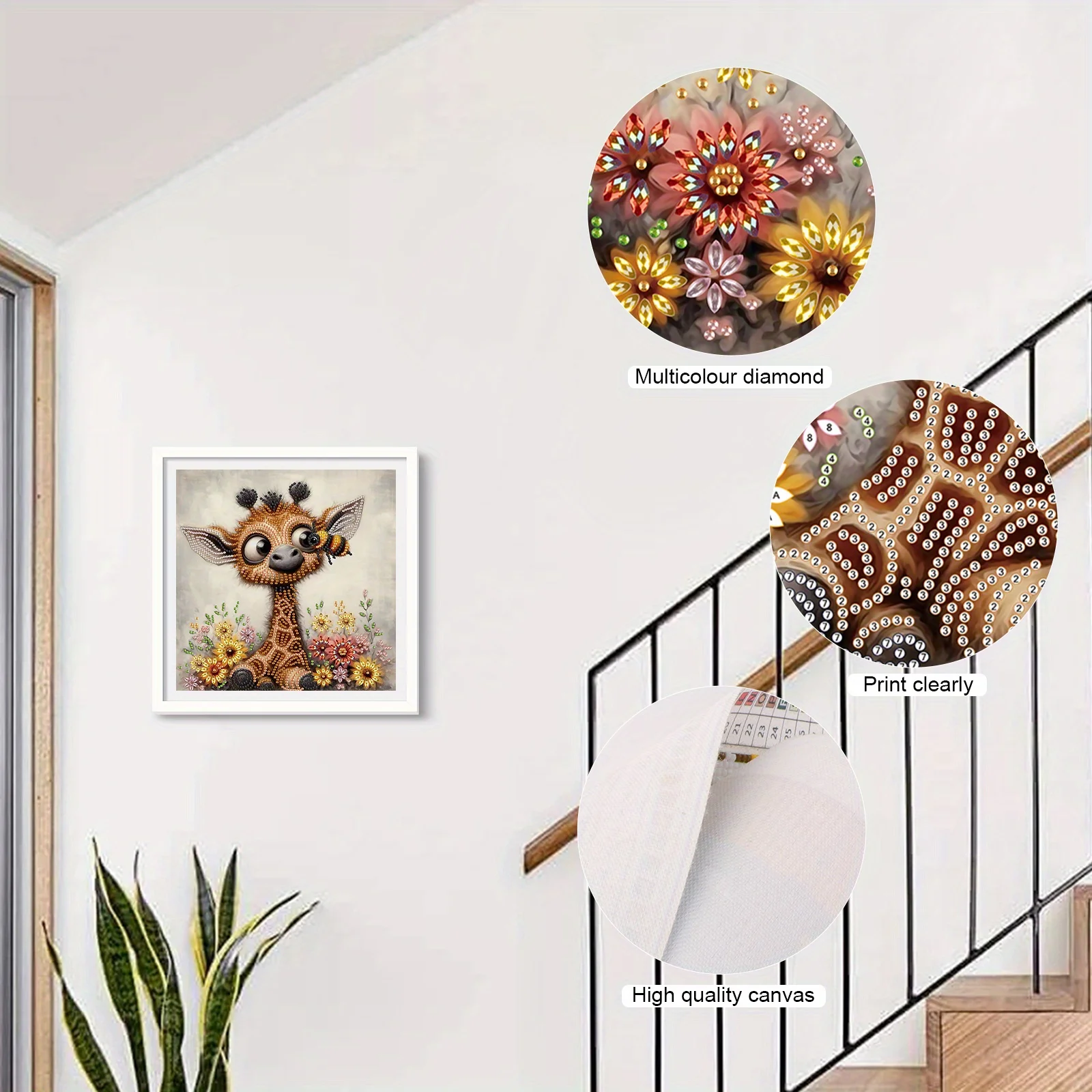 DIY Giraffes and bees 5D Special Shape Diamond Art Kits for Beginners,Diamond Art Painting Kits for Home Wall Decoration Gift