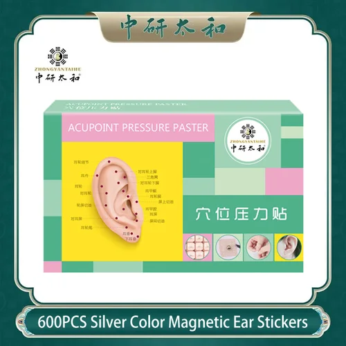 Imagen 1 del producto 600 unids/caja pegatinas de aguja para las orejas Color dorado plata terapia magnética pegatinas de semillas para las orejas parche cuidado terapia de masaje agujas