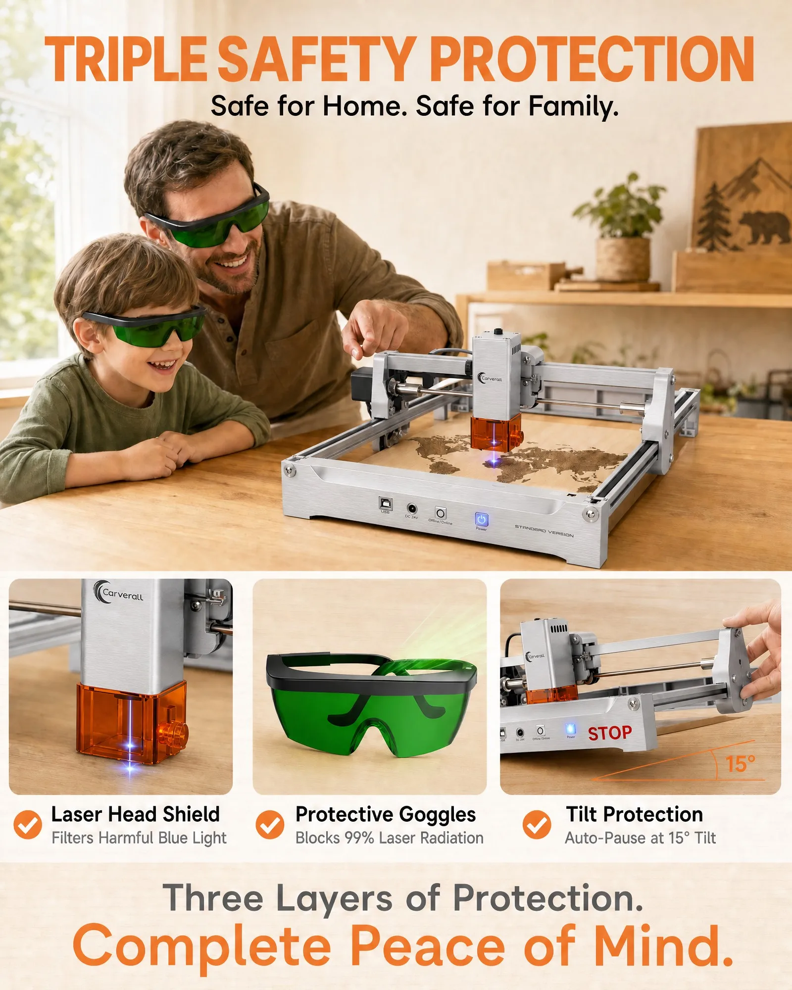 Carverall K15PRO 7W 12W Lasergravurmaschine Laserschneider und Gravierer Diodenlaser-Gravurmaschine für Holz Acryl Leder Metall Hochpräzise A4 Arbeitsfläche DIY Handwerk Personalisierte Geschenke Kleinunternehmen Heimwerkstatt – Detail 12
