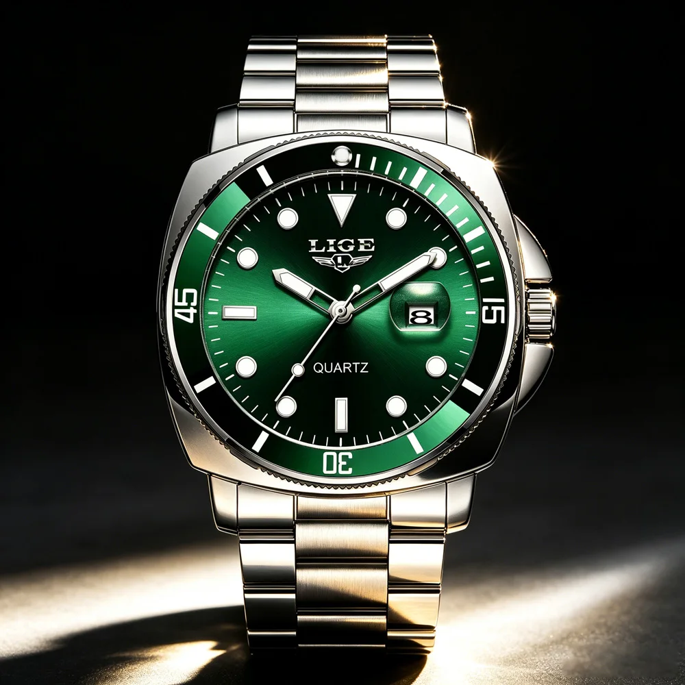 

LIGE New Watch Men Business Casual Wristwatch Luxury Date Quartz Watch Stainless Steel Watches For Men Clock Relogios Masculino