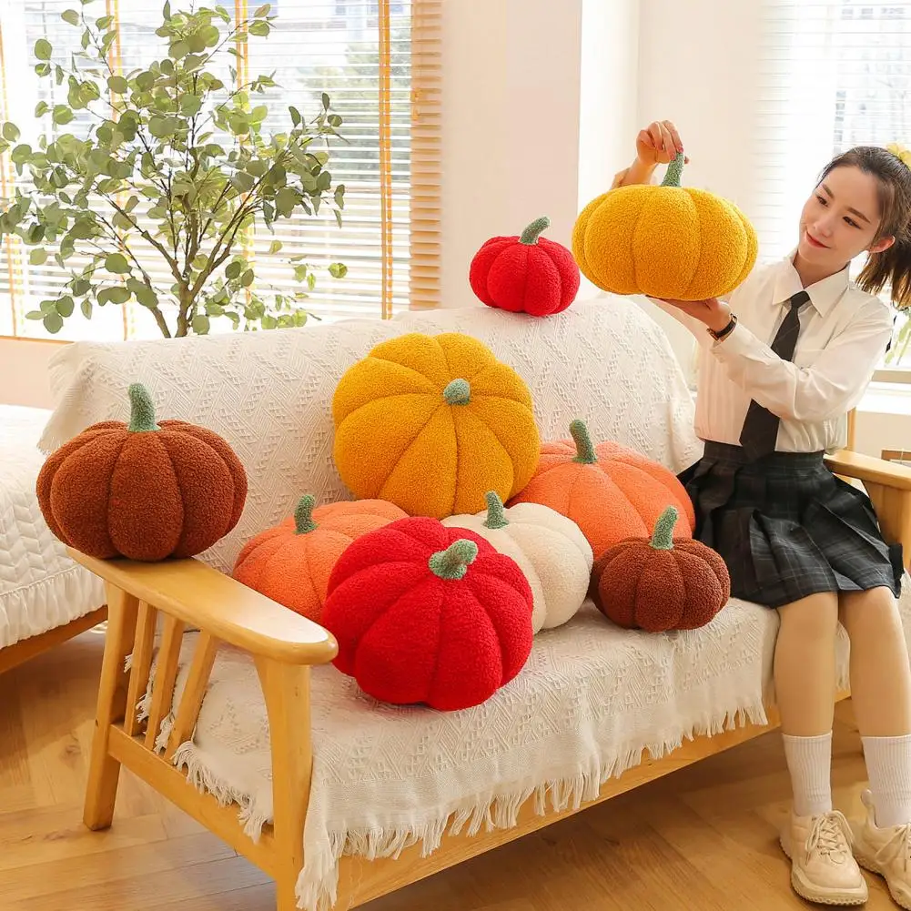 3d Pumpkin Pillow Colorful 3d Pumpkin Plush Throw Pillow for Home Decoration Realistic Stuffed Pumpkin Doll Sofa for Bedroom