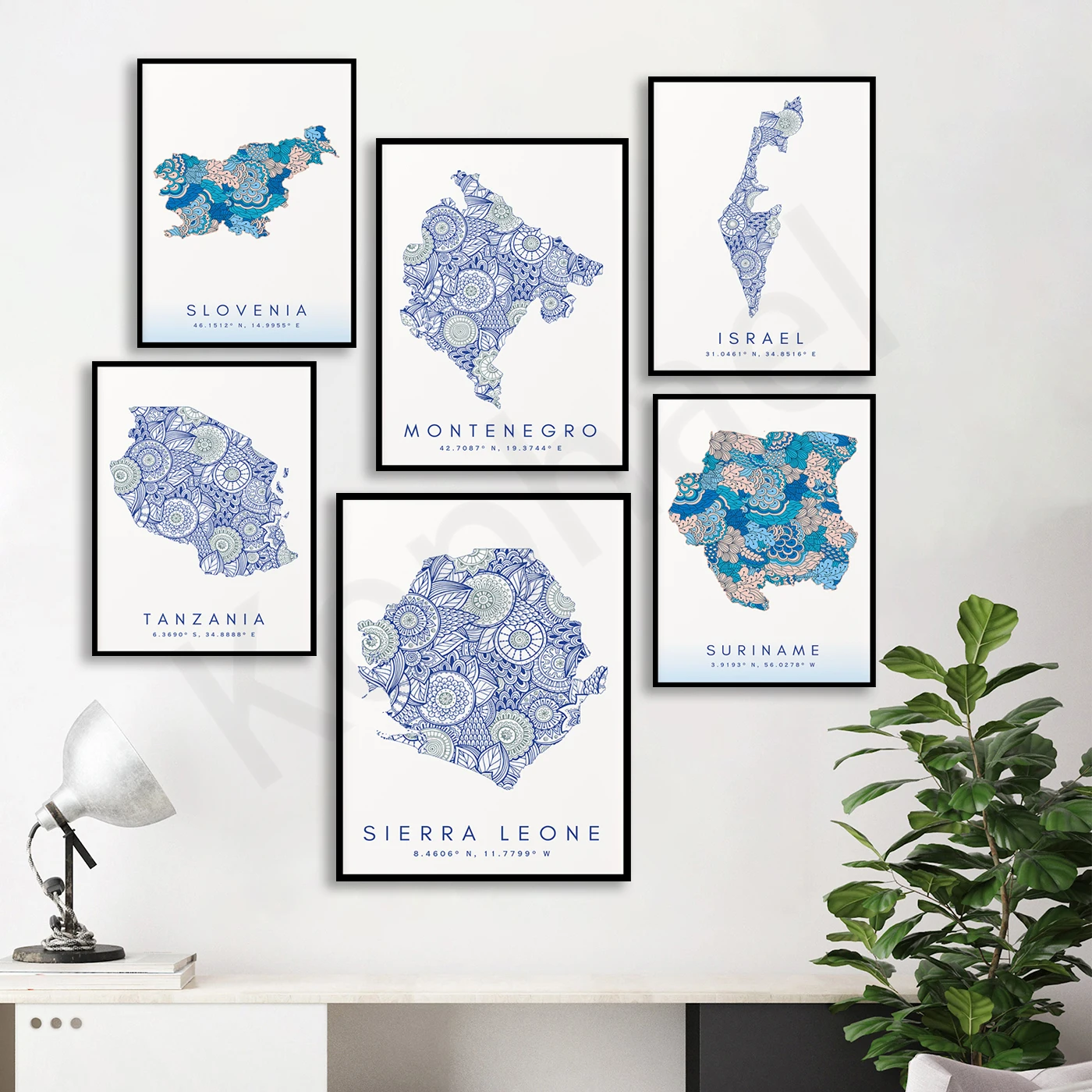 Sierra Leone Slovenia Kosovo Montenegro Afghanistan Greenland Israel Somalia Tanzania Suriname. City Map Poster