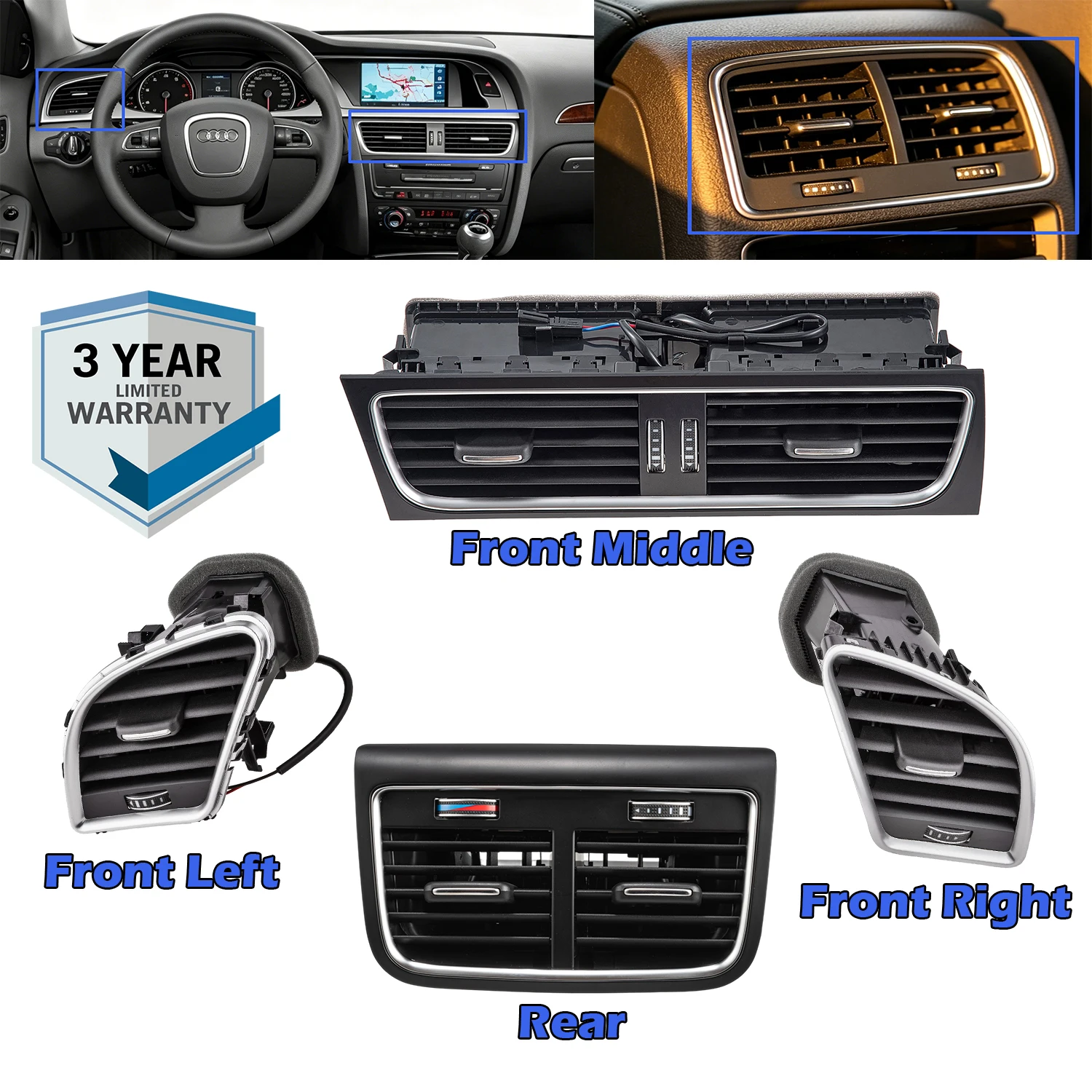 

Dashboard Air Condition Vent 8KD820951,8KD820901,8KD820902,8KD819203 For AUDI A4 B8 2009-2016