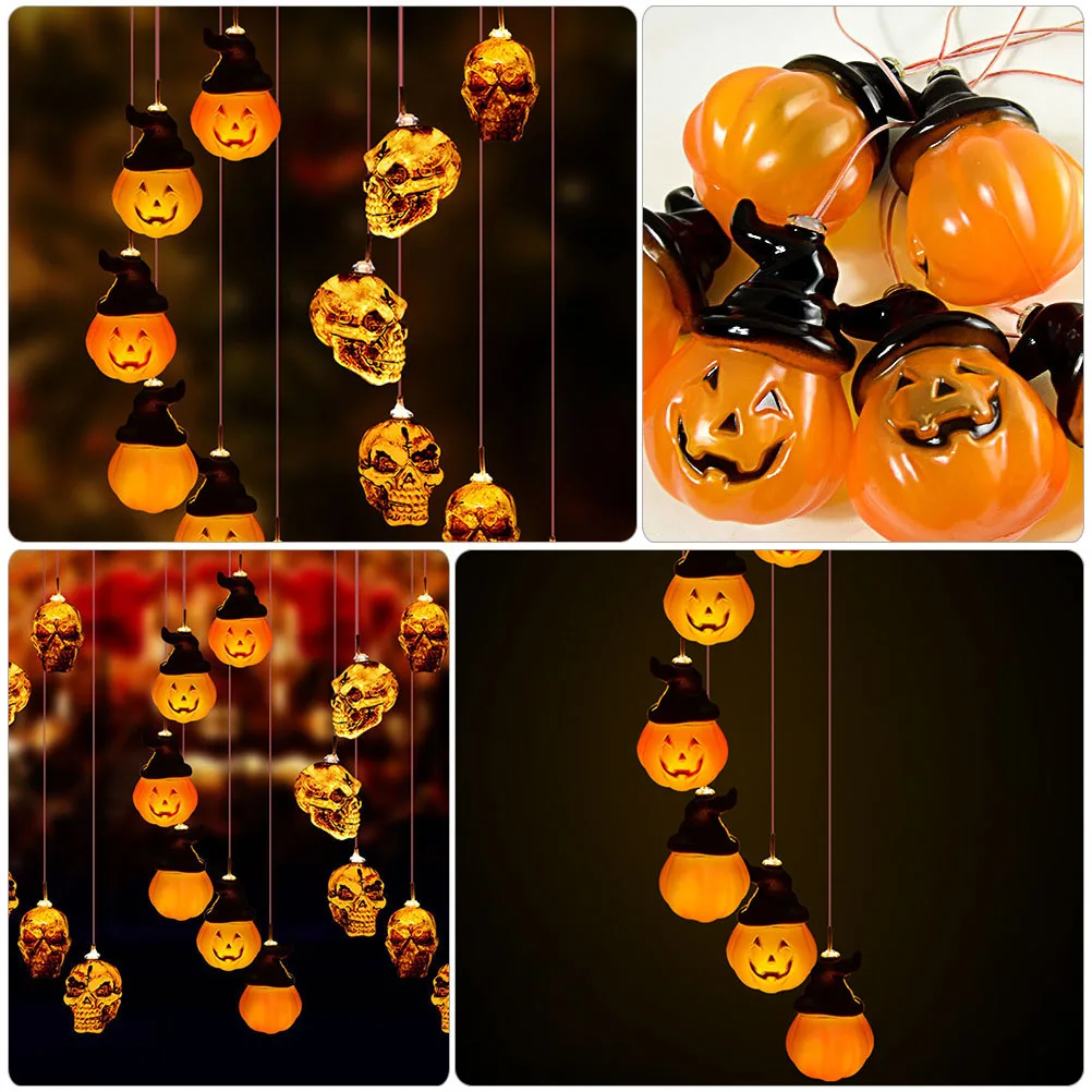 

Halloween Solar Wind Bell Lamp Decorative Pumpkin Head Outdoor Chime Light Luminous Pendant Yard Ornament