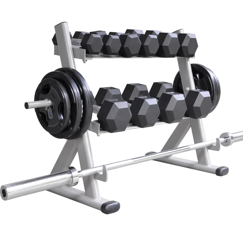 Double-layer dumbbell rack, hexagonal round fixed  display rack, storage rack, barbell l rack.