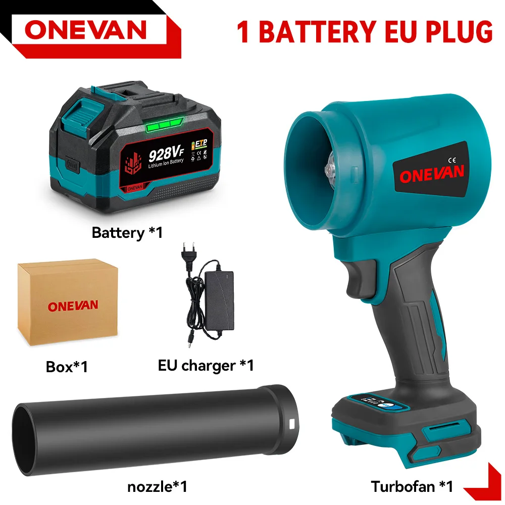 ONEVAN 400 M/S 4000 W High Power Borstelloze Turbo Blower Fan Elektrische Luchtblazer Jet Fan Sneeuwblad stof Tool Voor Makita Batterij Pin