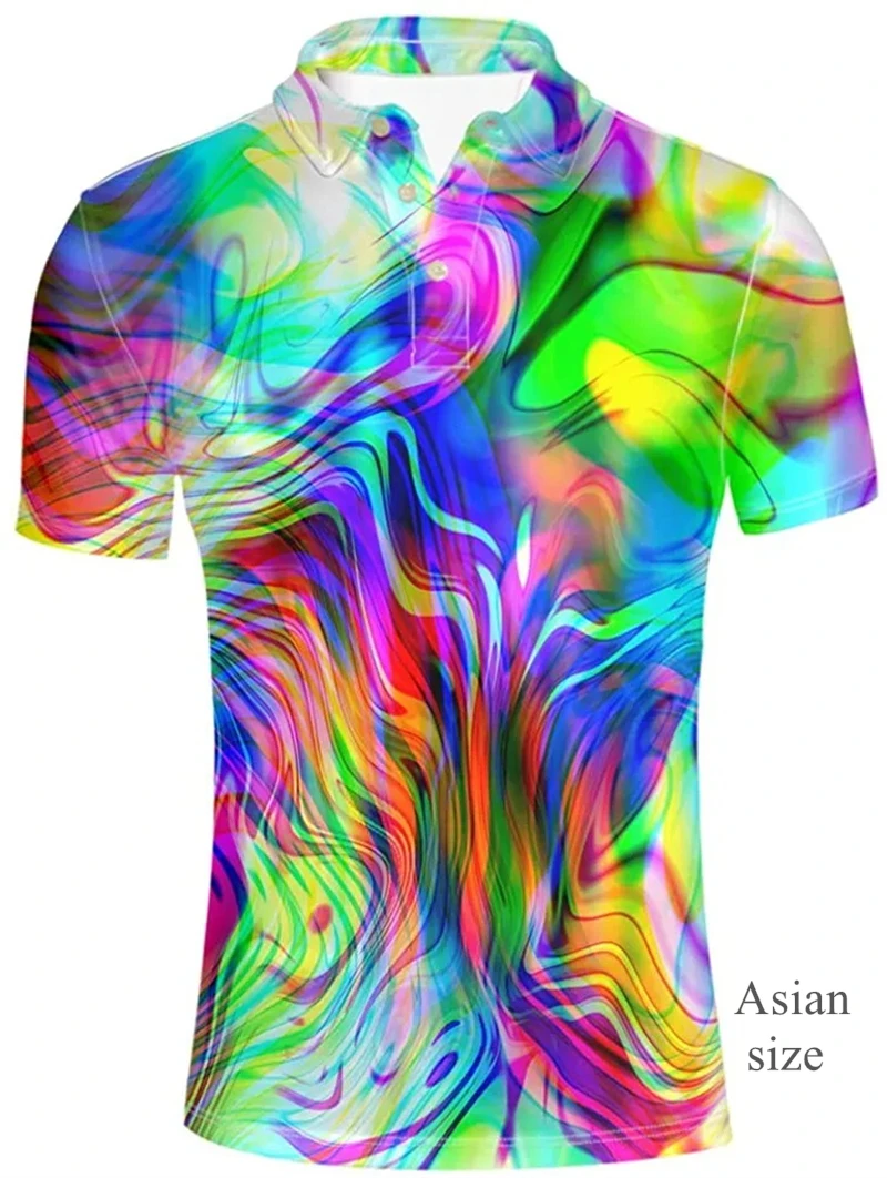 3D Print Psychedelic Pattern Mens Short Sleeve Polo Shirts Colorful  Full Print Golf Shirts For Unisex Summer Casual Men Clothes