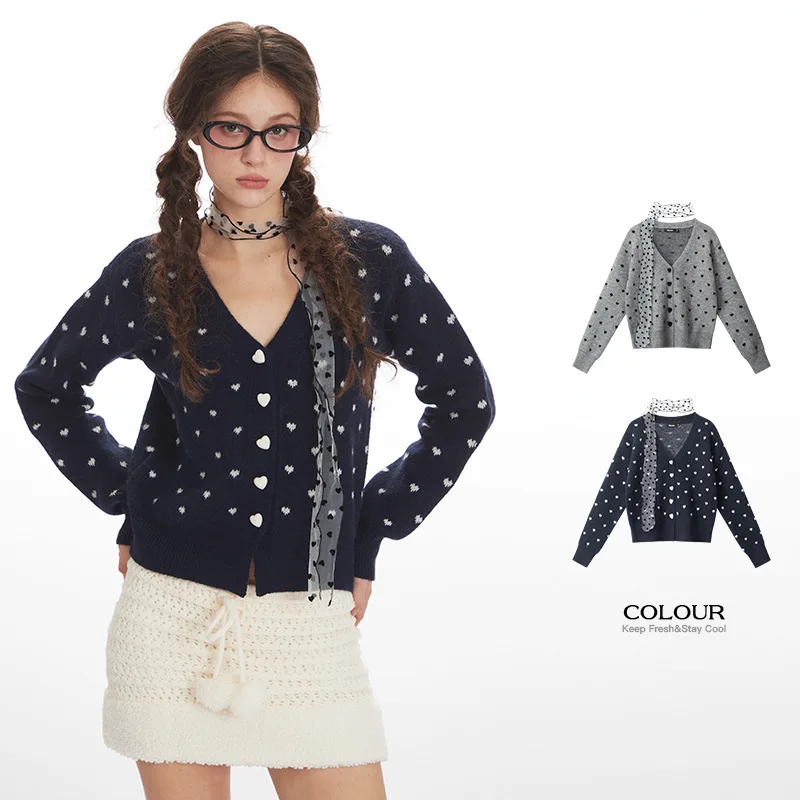 

HeyHenry Кружевной вязаный открытый кардиган с v-образным вырезом, женская верхняя одежда, короткий свободный стиль для осенне-зимнего сезона