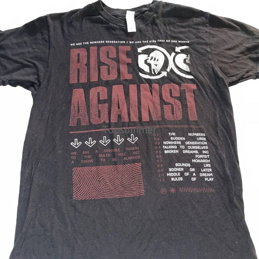 

Черная футболка с изображением панк-рок-группы Rise Against The куда поколение