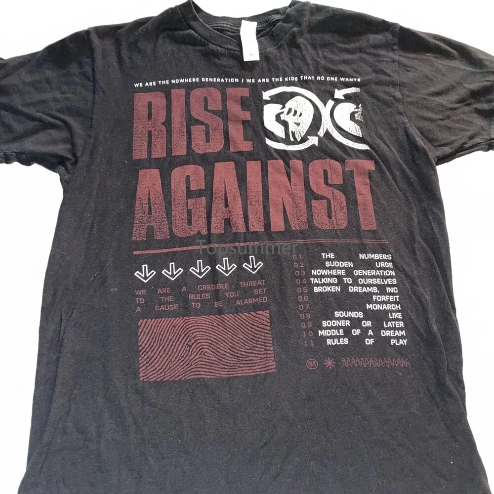 

Rise Against The Nowhere Generation Punk Rock Band Concert Tour Black T Shirt M