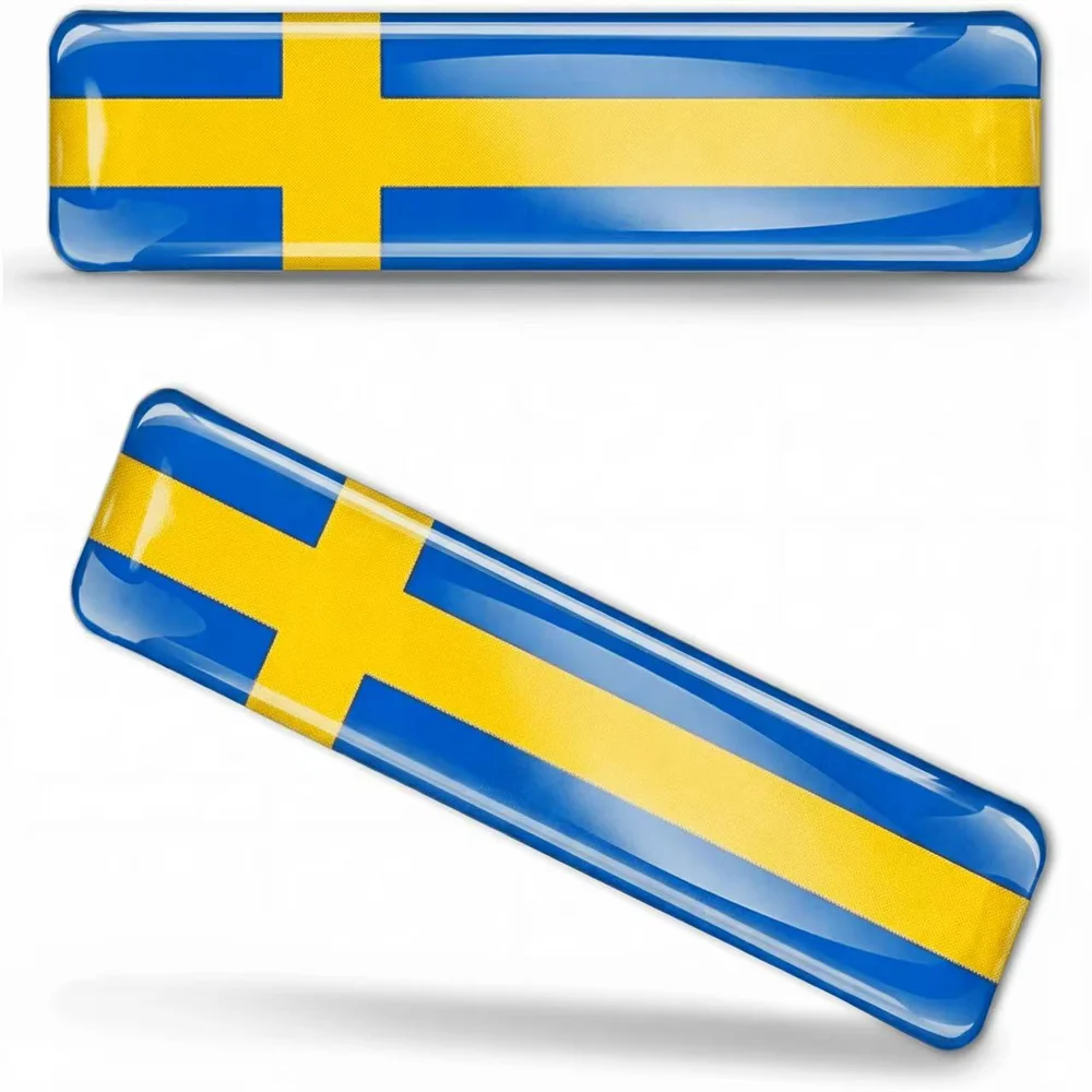 2 X 3D Domed Silicone Stickers Decals Sweden National Sweden Flag Car Motorcycle Helmet Mobile Phone, Tablet, Suitcase