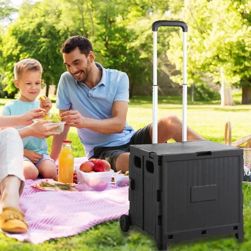 Hand Cart Collapsible Foldable Crates Handcart Beach Cart With Wheels For Sand Camping Trolley Pink Garden Carts Folding Home