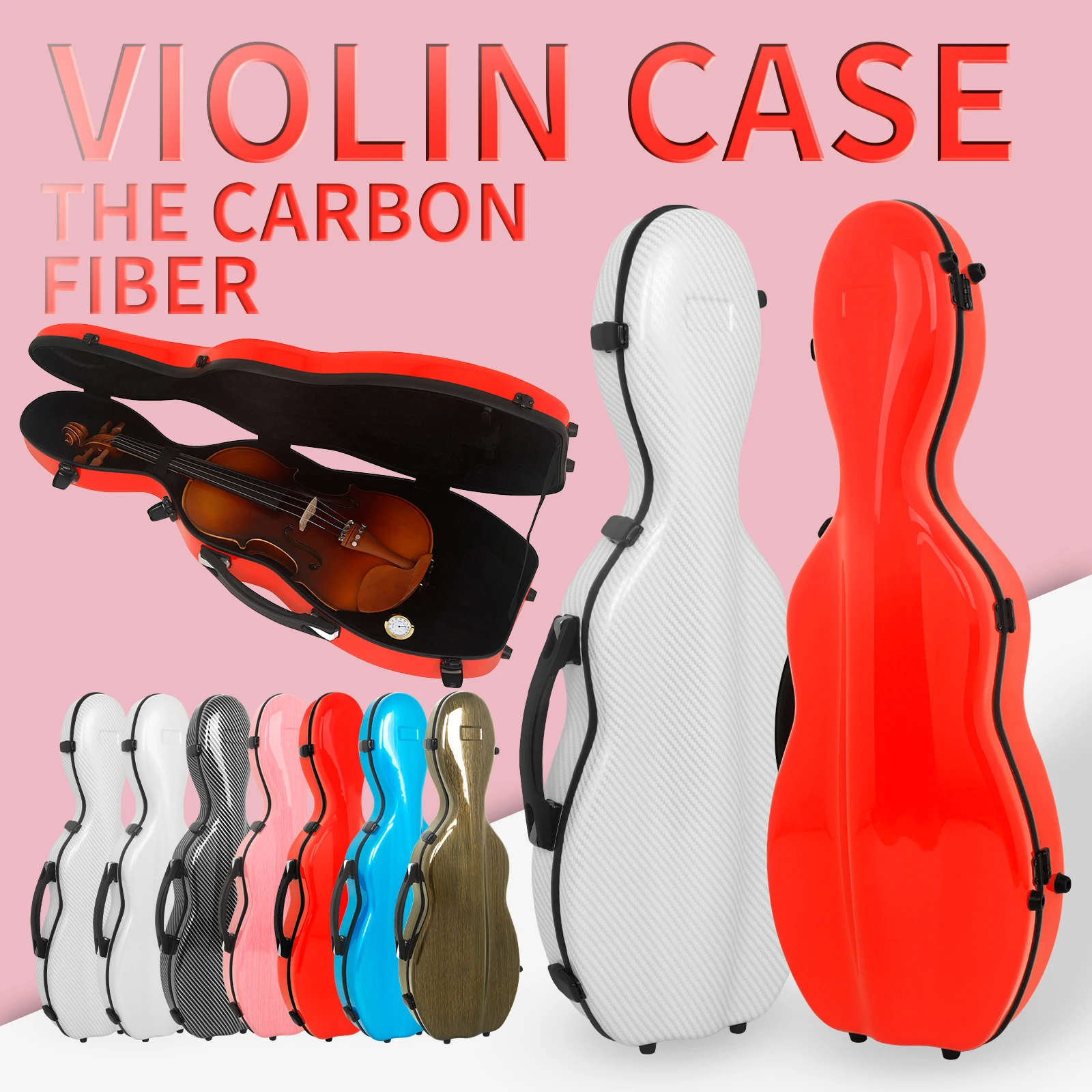 

IRIN 4/4 Violin Case Carbon Fiber Colorful Violin Case with Hygrometer Adjustable Double Shoulder Strap Violin Parts Accessories