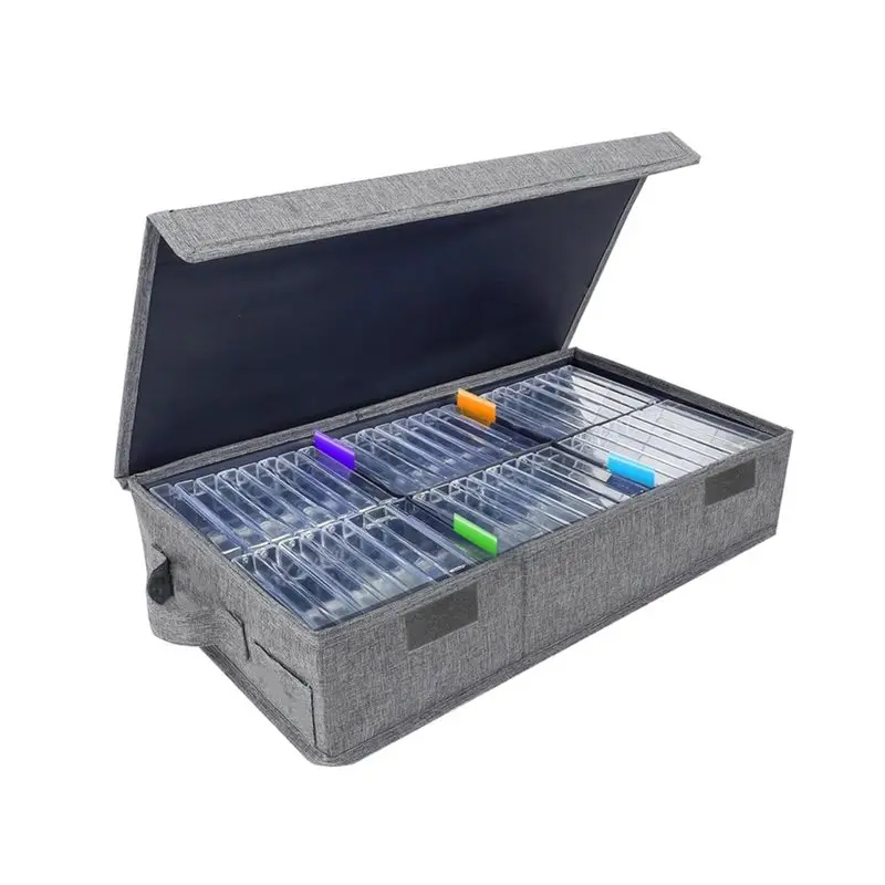Voltvibe-Cassette Tape Storage Box , Practical Cassette Tape Holder 16.34 X 9.25 X 3.54 Inch, Cassette Rack With Lids And Index