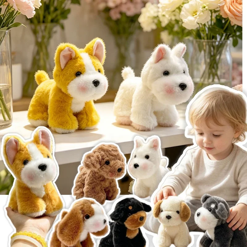 1 unidad de juguete de peluche Kawaii de cachorro, peluches de West Highland Terrier, Corgi, Schnauzer, Beagle, Bulldog Francés para cumpleaños de niños