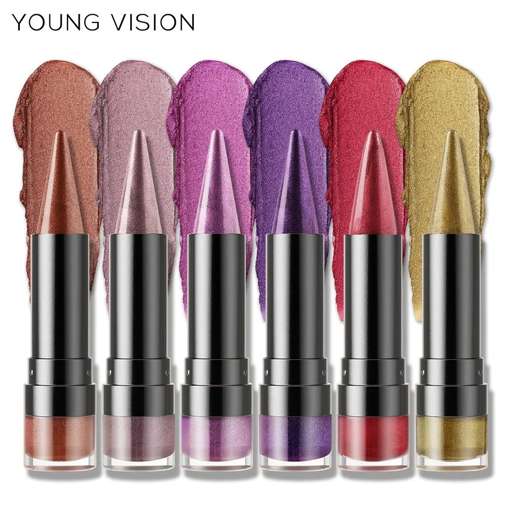 Penna per labbra affusolata a 6 colori Matita per labbra colorata a lunga durata perlescente Penna per eyeliner ombretto baco da seta facile da colorare