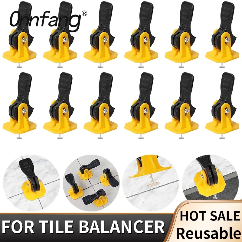 Onnfang 4/50 Reusable Floor Tile Leveler Adjuster Leveling System Clips Plastic Positioning Artifacts Locator Flooring Wall Tile