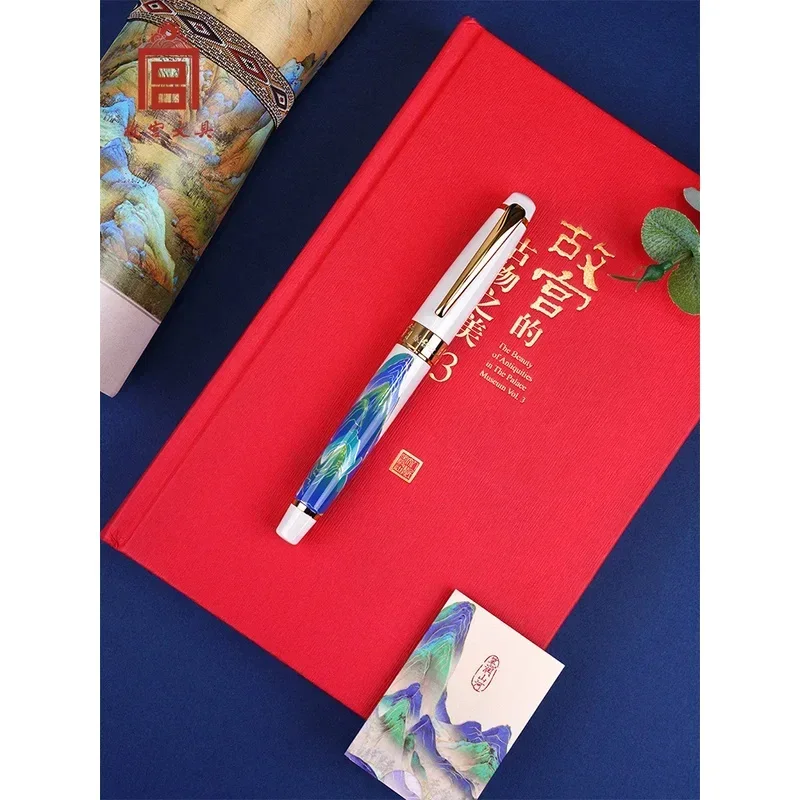 New P-alace Museum Stationery Chinese National Style Fountain Pen Set Exquisite Calligraphy Practice Pen 0.7mm Gold Plated Nib