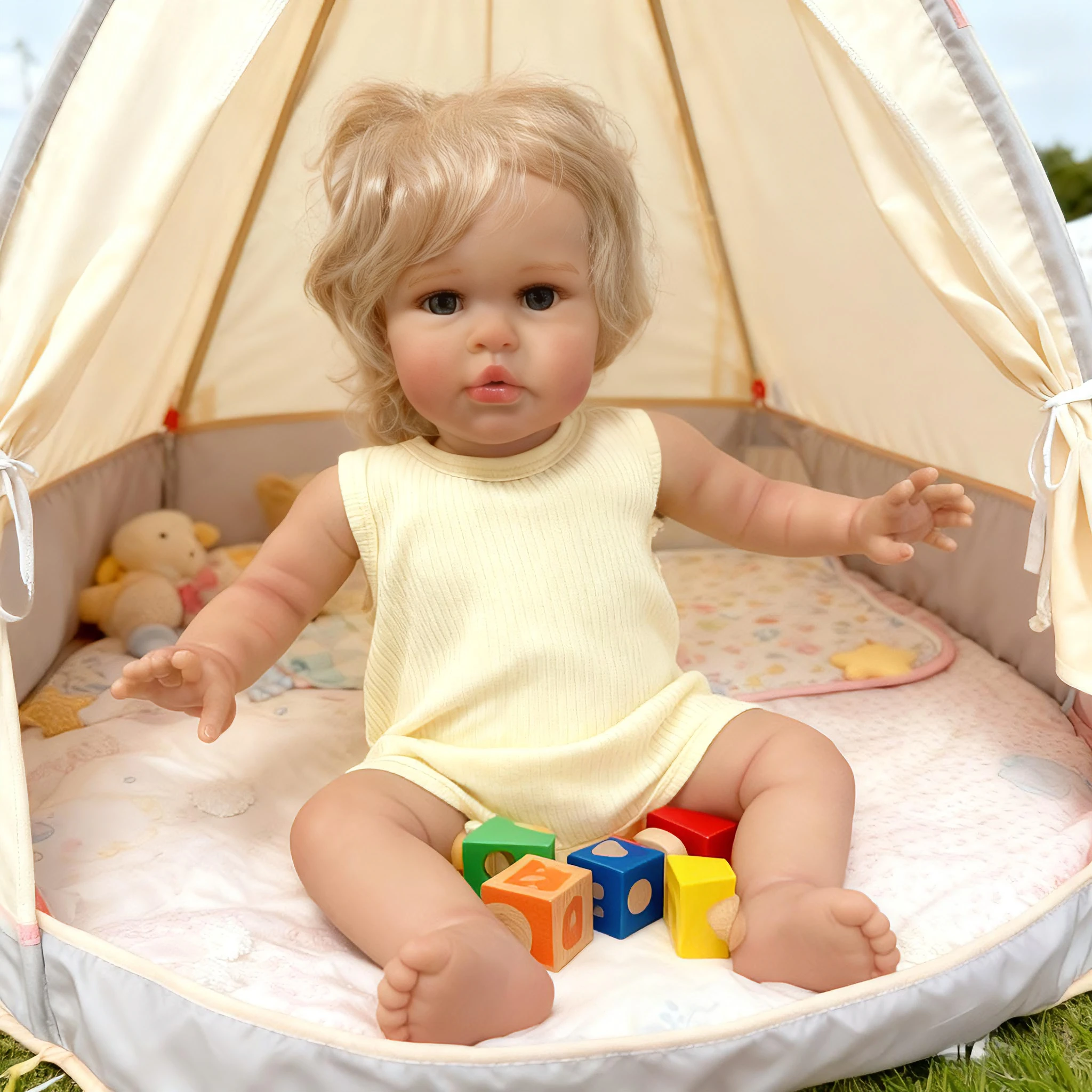 

NPK 24'' Reborn Ellie Princess Girl Lifelike Soft Touch 3D Skin Painted with Hand Root Hair Visbile Veins Handmade Gift for Baby