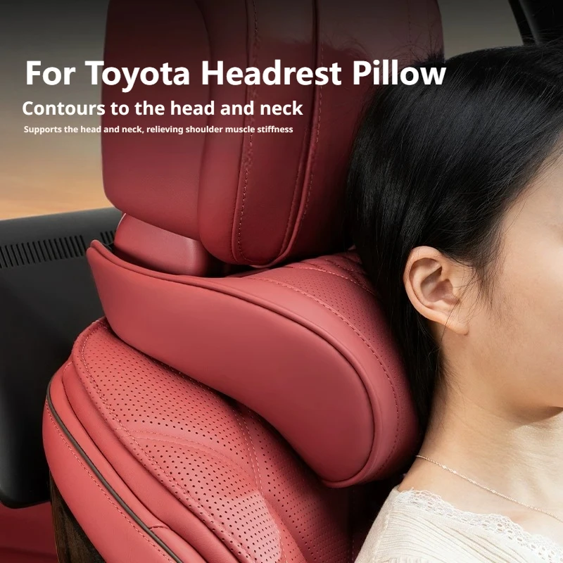 Latex Nappa Leather, Car Headrest Pillow,  For Toyota Corolla RAV4 Camry Hilux Prado Highlander Tacoma Vios Yaris Waist Pillow