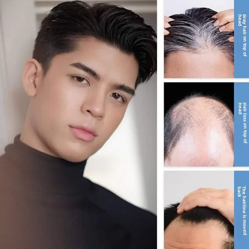 6*8 Promotion -Double Layers 100% Natural Human Hair Toupee Male Hair Prosthesis Lace PU Base Breathable System Wig for Men