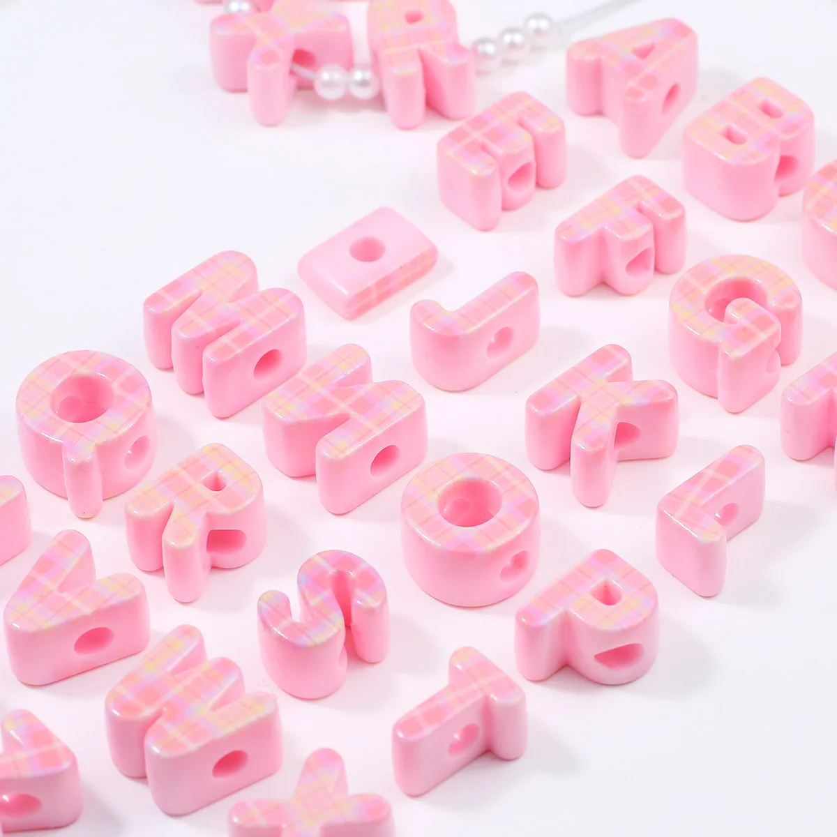 6 مللي متر الاكريليك الحروف المطبوعة الوردي اليدوية DIY بها بنفسك صنع المجوهرات الخرز فضفاض الخرز سوار إكسسوارات عقد #1